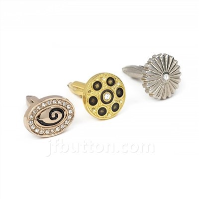 Cufflinks aur gwyn gyda diemwntau