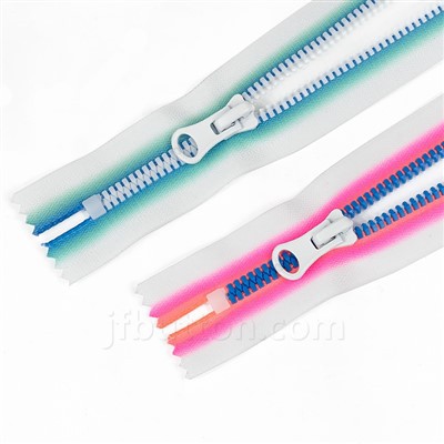 Zipper plastig gwyn gyda thynnu pvc